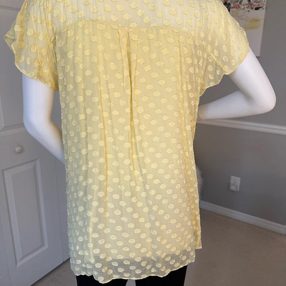 Soft surroundings yellow polka dot top size Medium - Picture 2 of 5